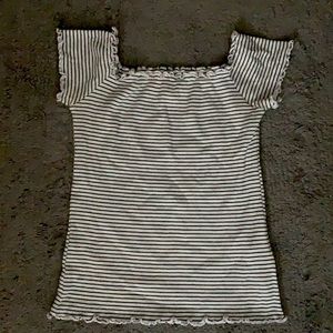 Hollister Off the Shoulder Stripped Cropped Top